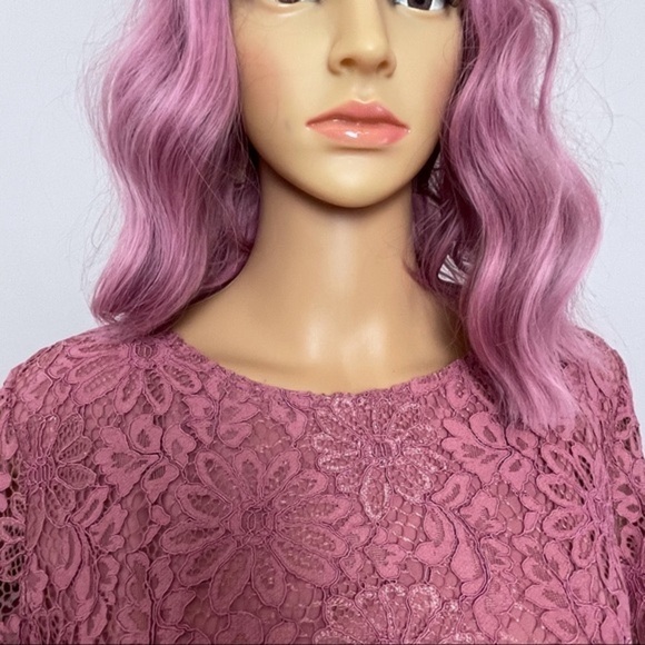 Nanette by Nanette Lepore Lace Blouse Ruffled Sleeves Scalloped Hem Size Medium - Picture 2 of 11